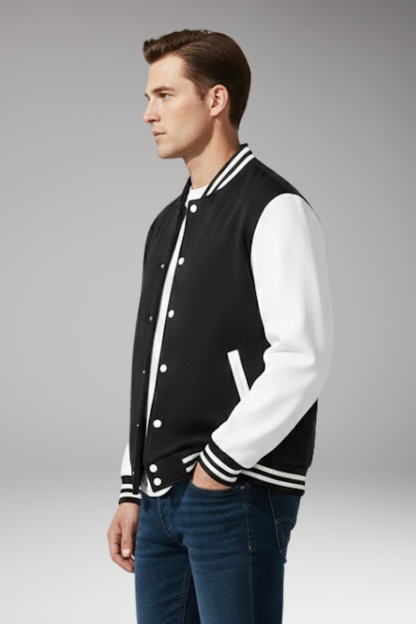 Men's Bomber Jacket Snap Fasteners Side Pockets