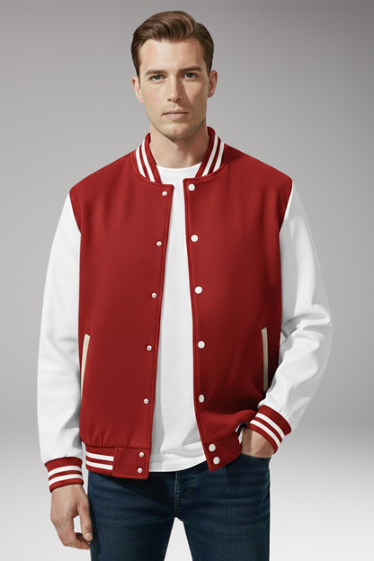 Men's Bomber Jacket Snap Fasteners Side Pockets