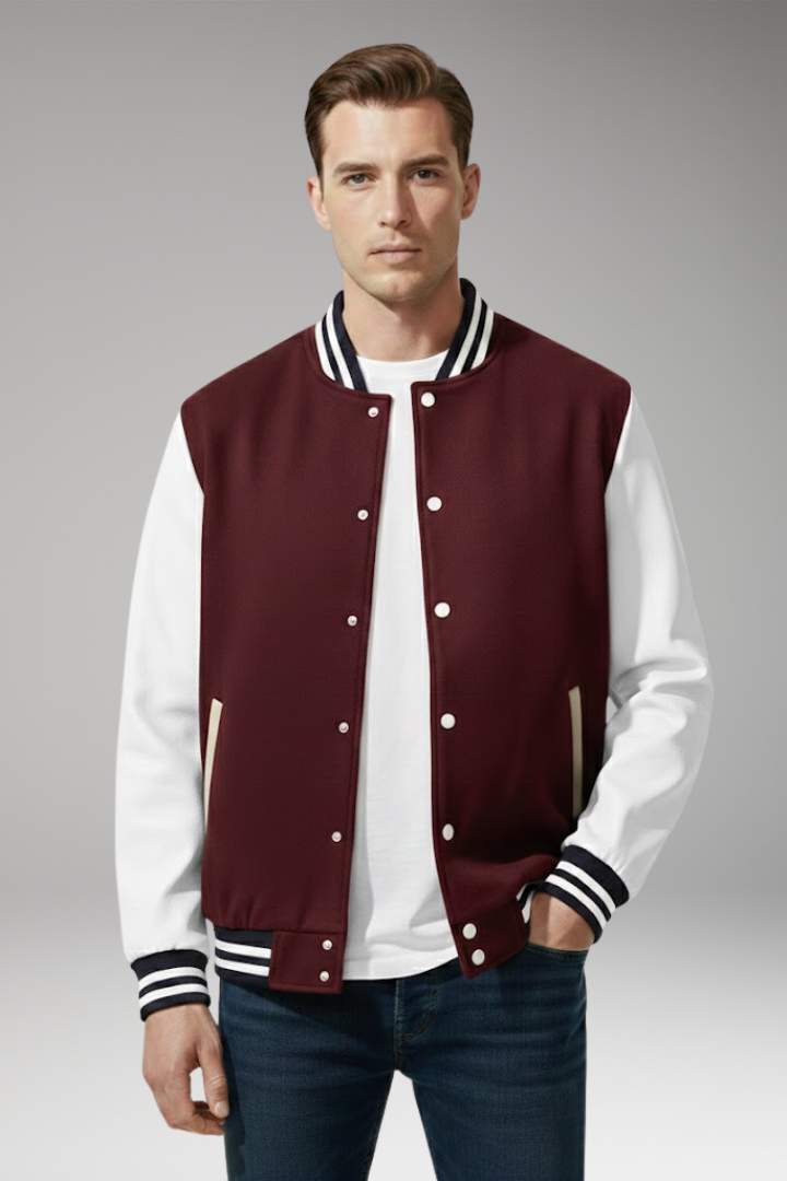 Men's Bomber Jacket Snap Fasteners Side Pockets