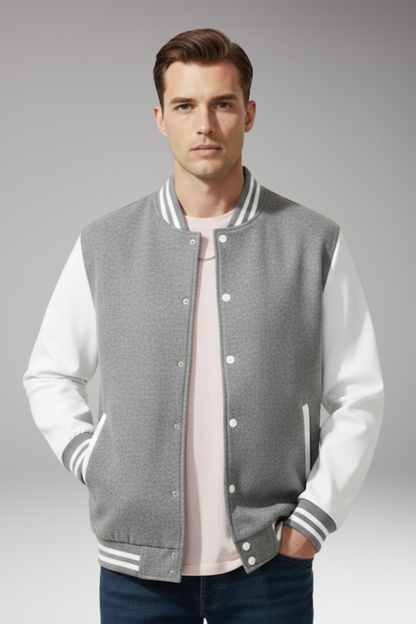 Men's Bomber Jacket Snap Fasteners Side Pockets