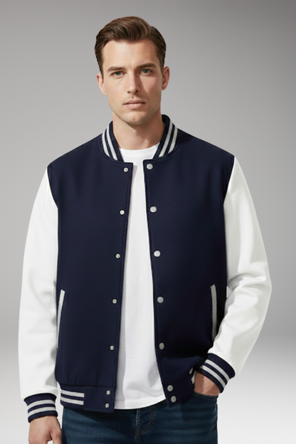 Men's Bomber Jacket Snap Fasteners Side Pockets