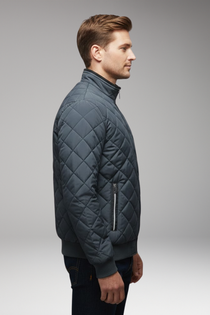 Men's Bomber Jacket Zipped Pockets Stand-Up Collar