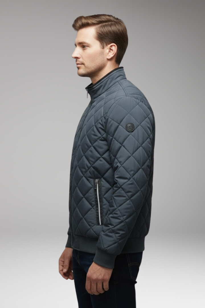 Men's Bomber Jacket Zipped Pockets Stand-Up Collar