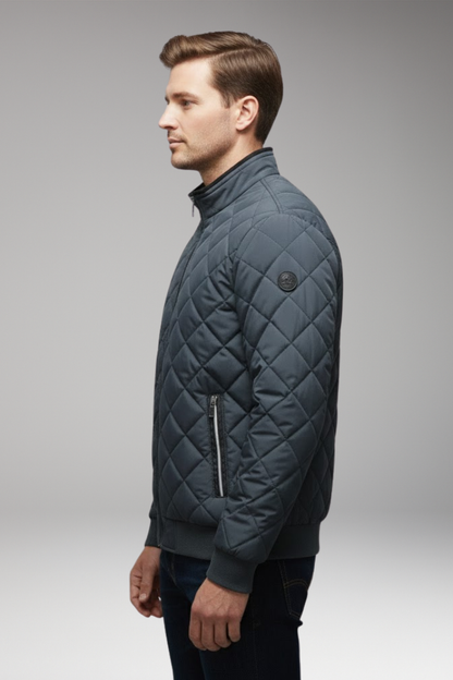 Men's Bomber Jacket Zipped Pockets Stand-Up Collar
