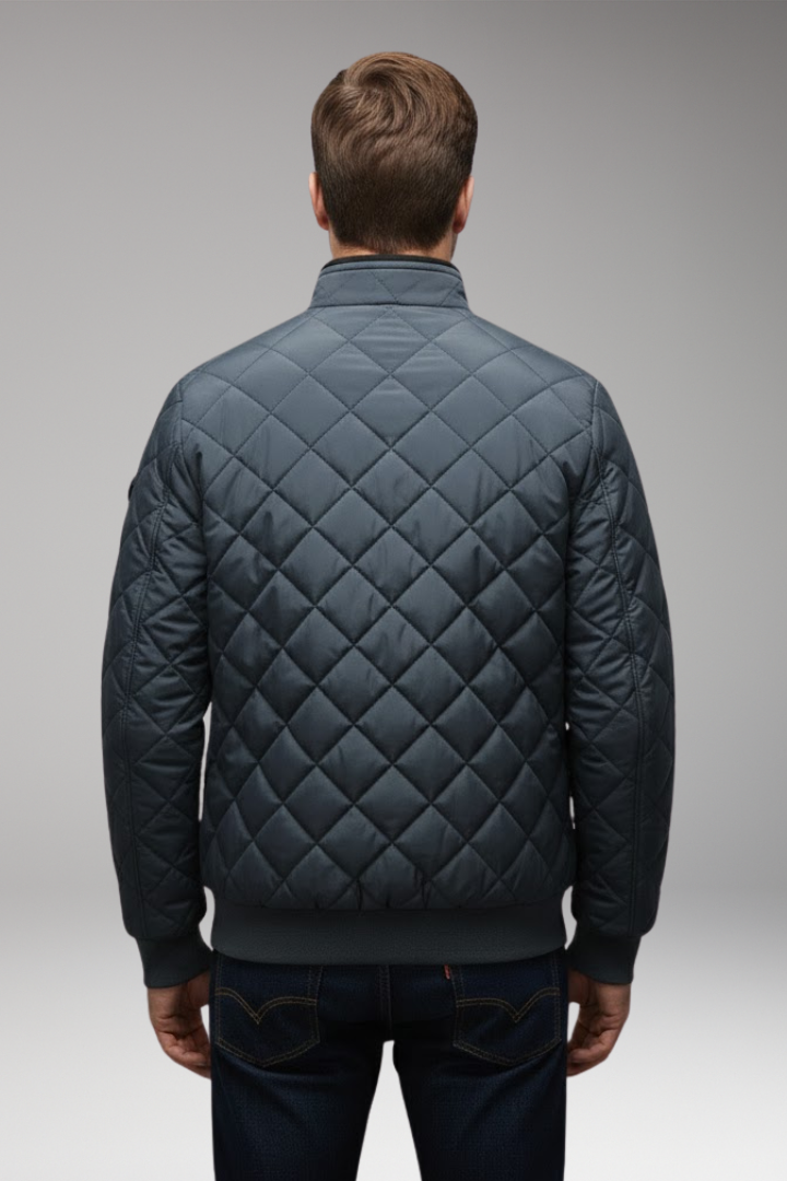Men's Bomber Jacket Zipped Pockets Stand-Up Collar