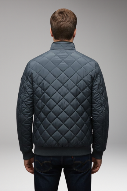Men's Bomber Jacket Zipped Pockets Stand-Up Collar