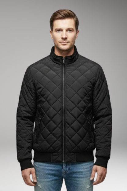 Men's Bomber Jacket Zipped Pockets Stand-Up Collar