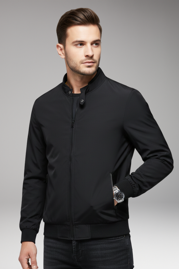 Men's Bomber Jacket Zipper Closure