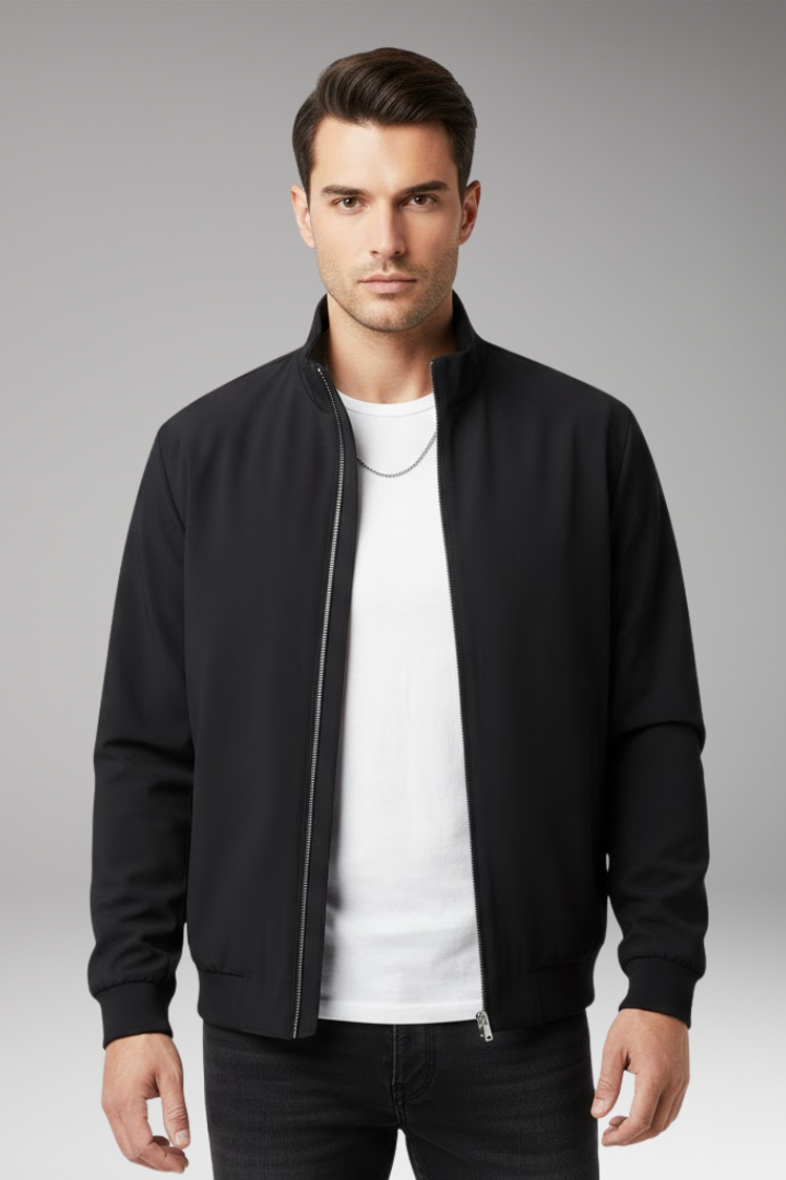 Men's Bomber Jacket Zipper Stand-Up Collar
