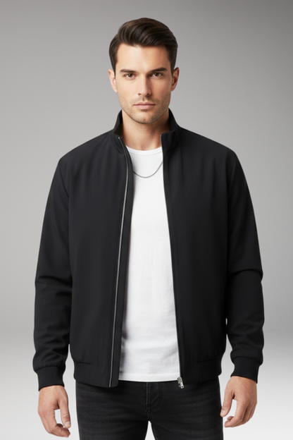 Men's Bomber Jacket Zipper Stand-Up Collar
