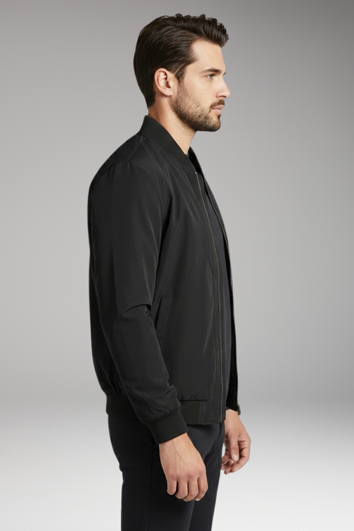 Men's Bomber Jacket Zipper Collar Black