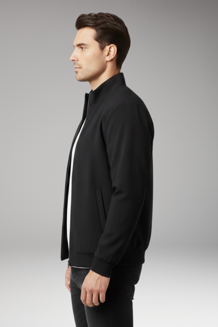 Men's Bomber Jacket Zipper Stand-Up Collar
