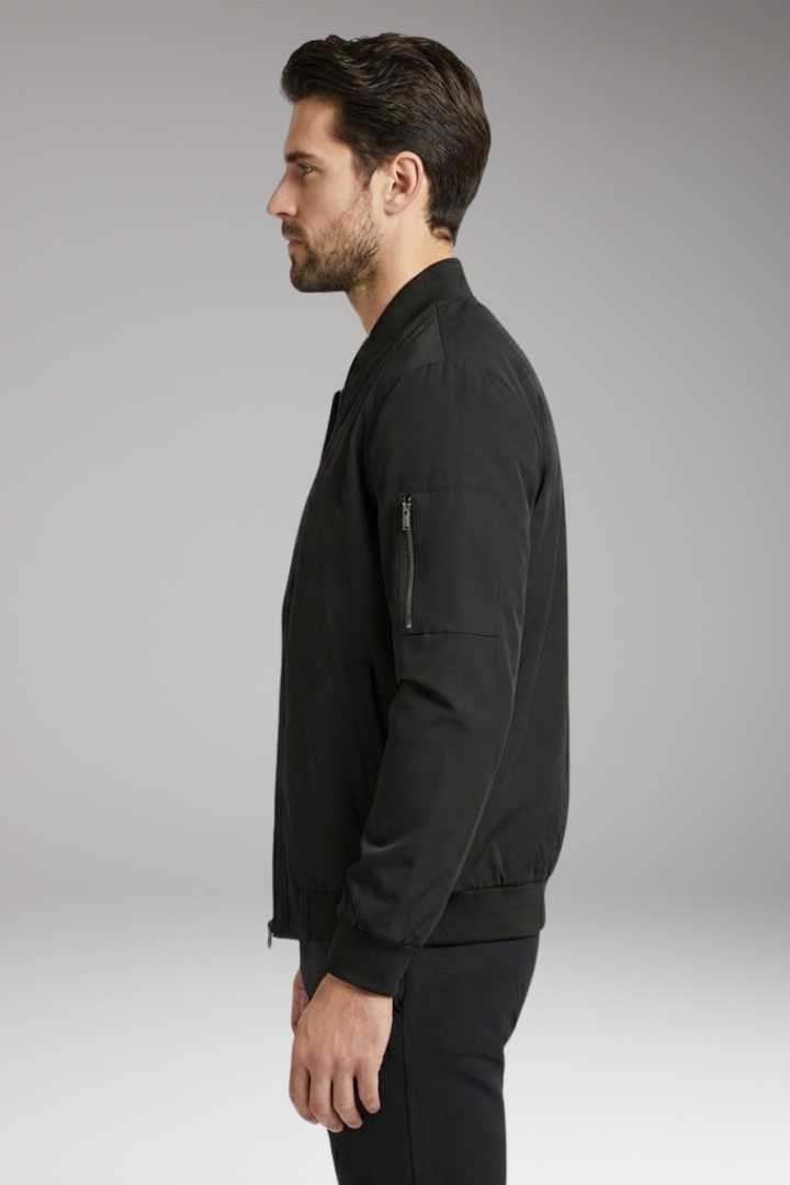 Men's Bomber Jacket Zipper Collar Black
