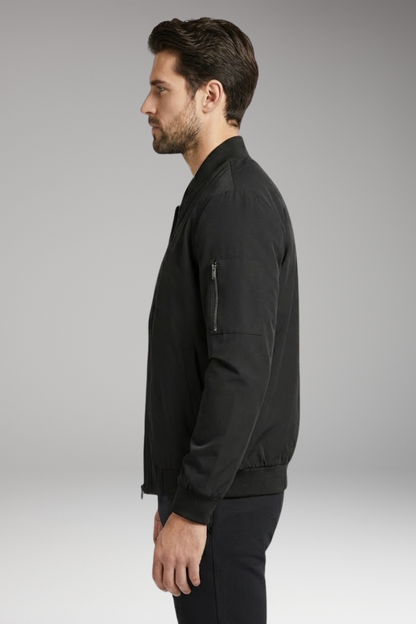 Men's Bomber Jacket Zipper Collar Black