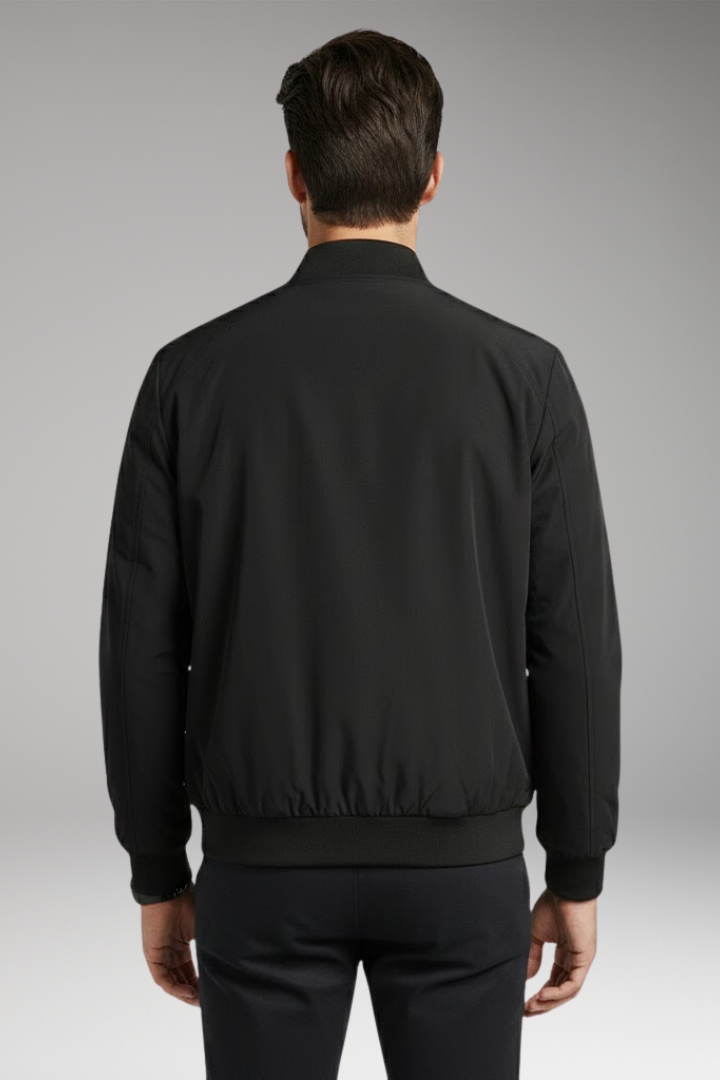Men's Bomber Jacket Zipper Collar Black