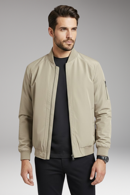 Men's Bomber Jacket Zipper Collar Black