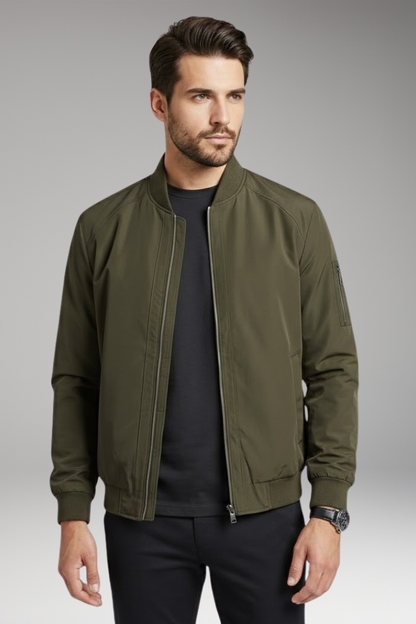 Men's Bomber Jacket Zipper Collar Black
