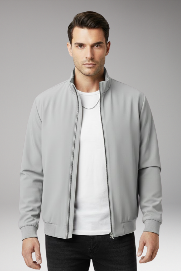 Men's Bomber Jacket Zipper Stand-Up Collar