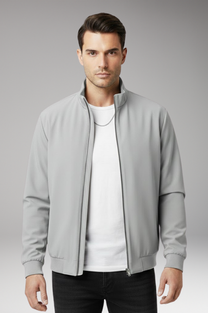 Men's Bomber Jacket Zipper Stand-Up Collar