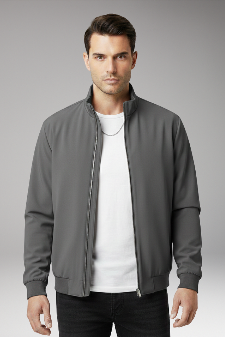 Men's Bomber Jacket Zipper Stand-Up Collar