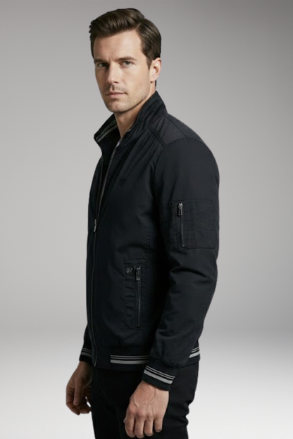 Men's Bomber Jacket Zippered Pockets