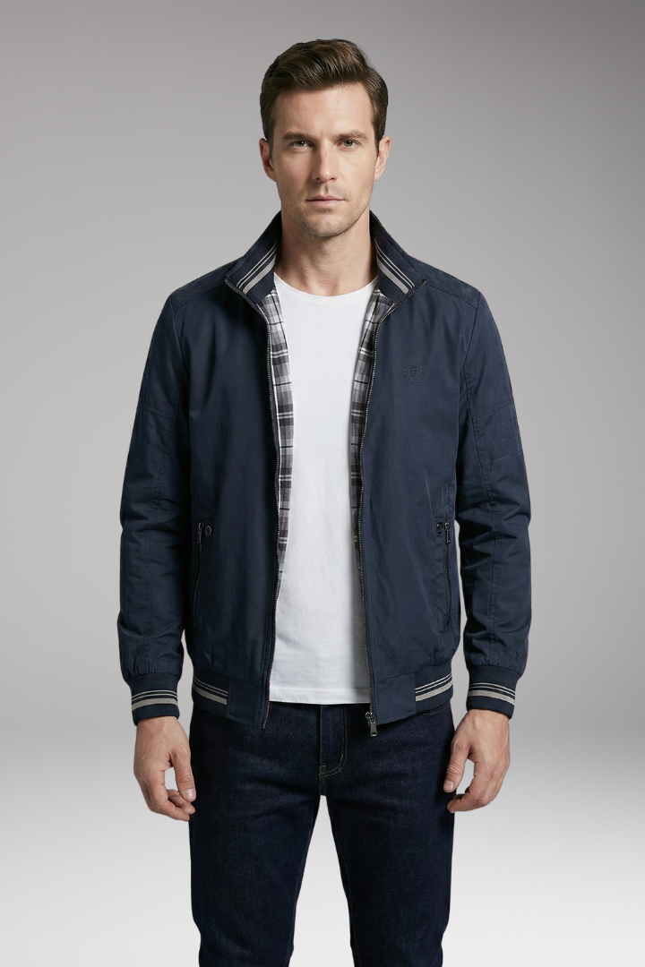 Men's Bomber Jacket Zippered Pockets