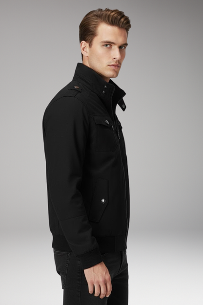 Men's Bomber Jacket Stand Collar Ribbed Hem