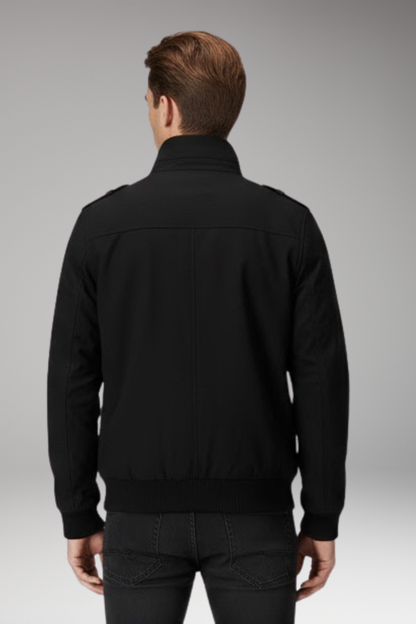 Men's Bomber Jacket Stand Collar Ribbed Hem