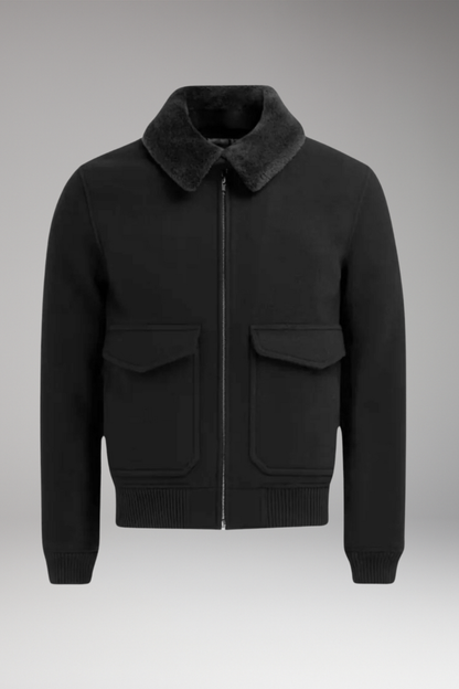 Men's Bomber Jacket Two-Way Zipper Ribbed Hem - VibreMode