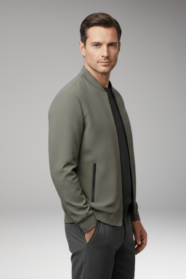 Men's Bomber Jacket Zip Textured