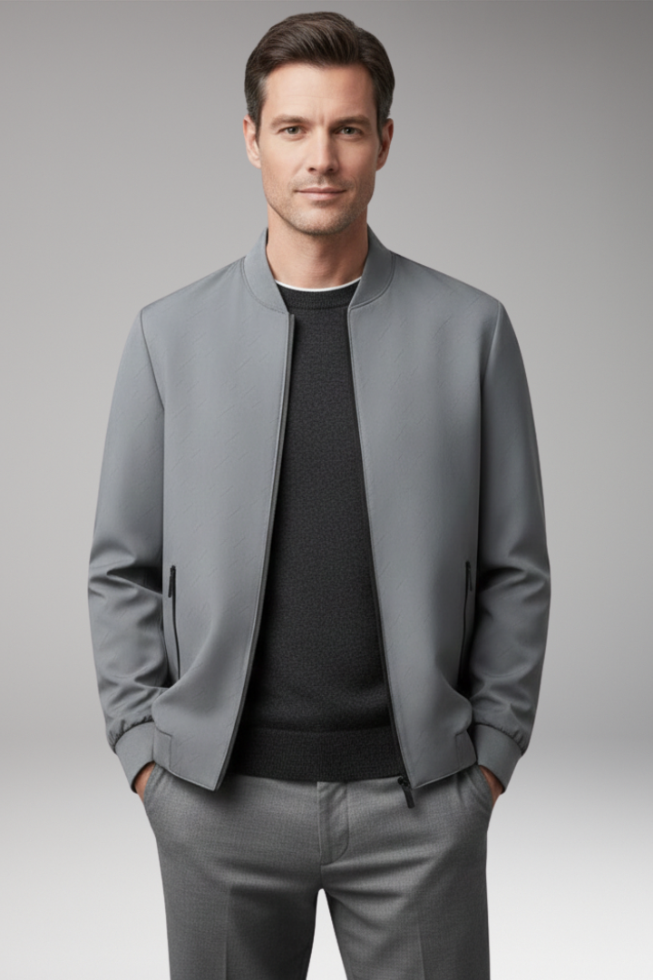 Men's Bomber Jacket Zip Textured