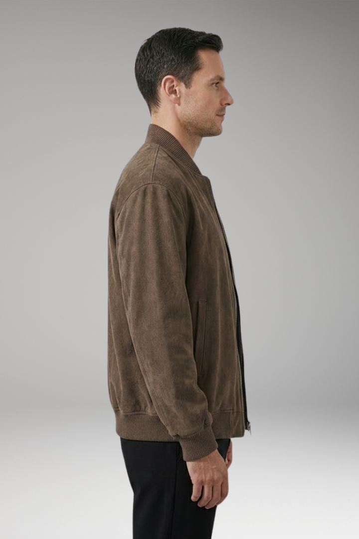 Men's Bomber Jacket Zipper Elastic Cuffs