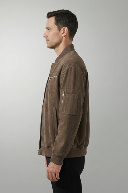 Men's Bomber Jacket Zipper Elastic Cuffs