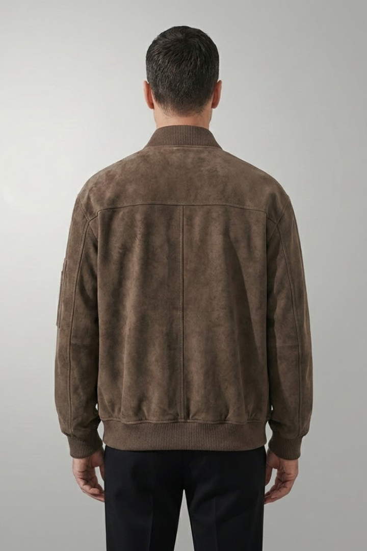 Men's Bomber Jacket Zipper Elastic Cuffs