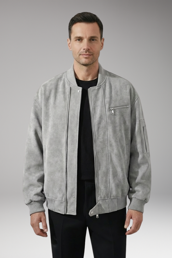 Men's Bomber Jacket Zipper Elastic Cuffs