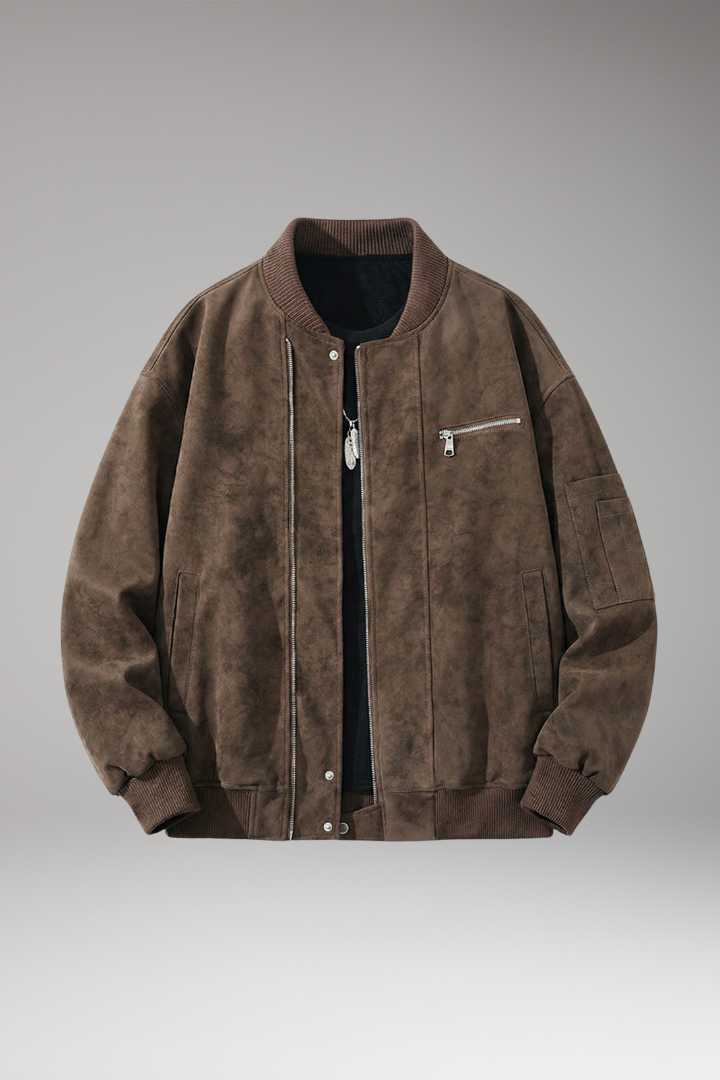 Men's Bomber Jacket Zipper Elastic Cuffs - VibreMode