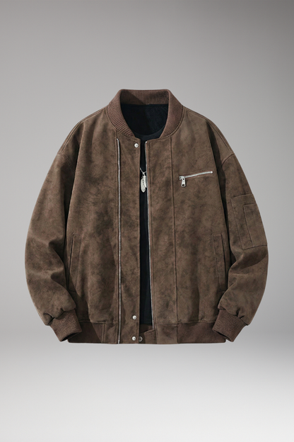 Men's Bomber Jacket Zipper Elastic Cuffs - VibreMode