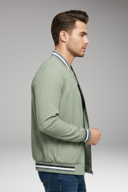 Men's Bomber Jacket Zipper Ribbed Sleeves