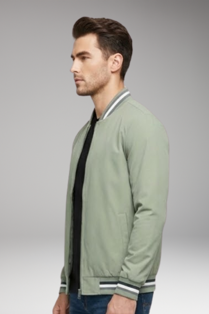 Men's Bomber Jacket Zipper Ribbed Sleeves