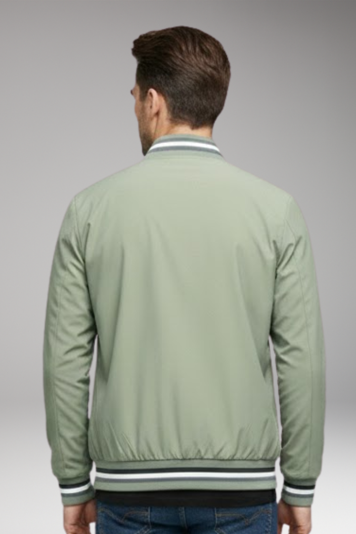 Men's Bomber Jacket Zipper Ribbed Sleeves