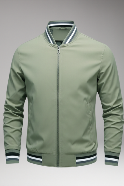 Men's Bomber Jacket Zipper Ribbed Sleeves - VibreMode