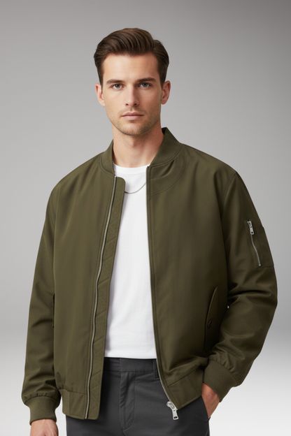 Men's Bomber Jacket Zipper Side Pockets