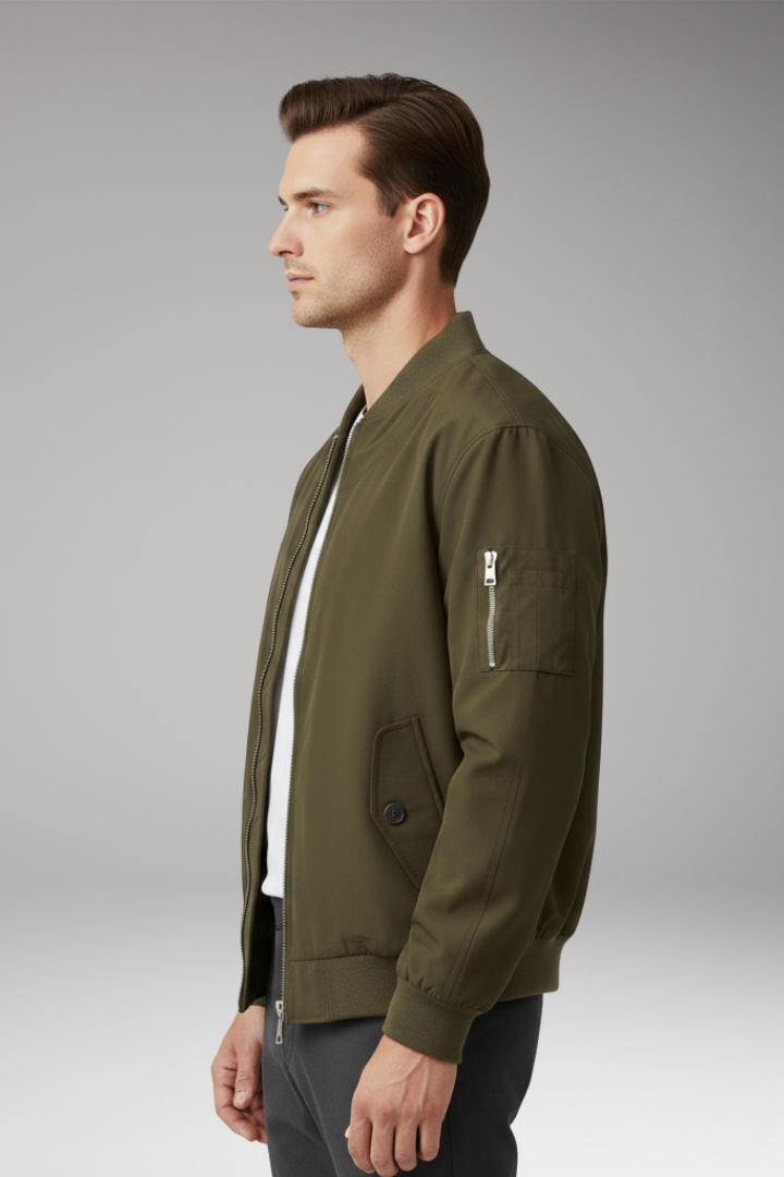 Men's Bomber Jacket Zipper Side Pockets