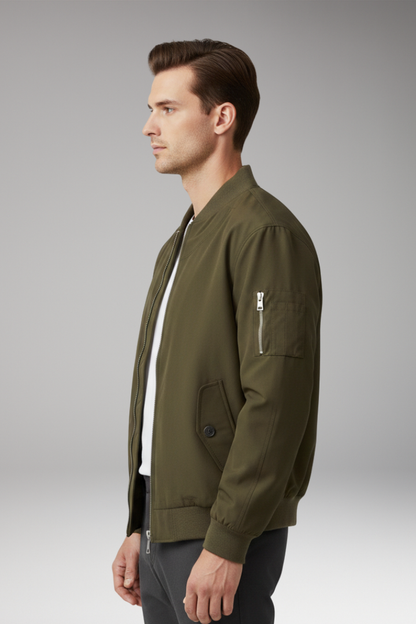 Men's Bomber Jacket Zipper Side Pockets