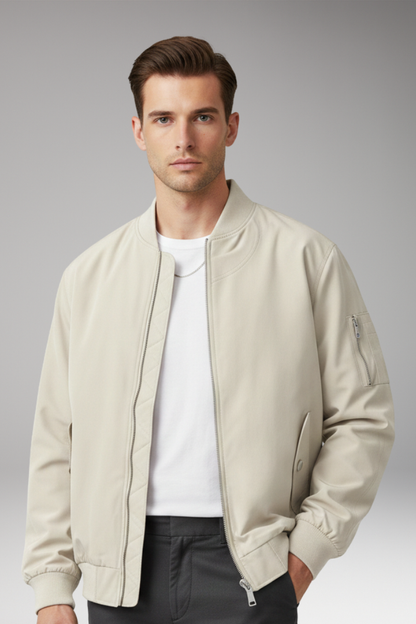 Men's Bomber Jacket Zipper Side Pockets