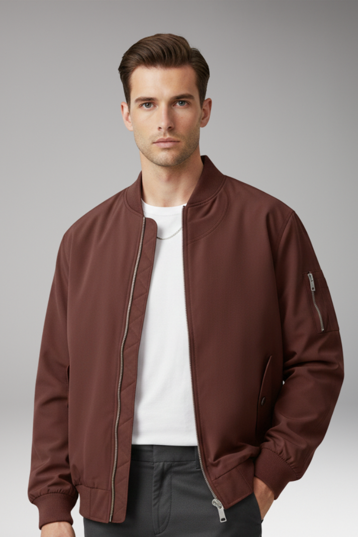 Men's Bomber Jacket Zipper Side Pockets