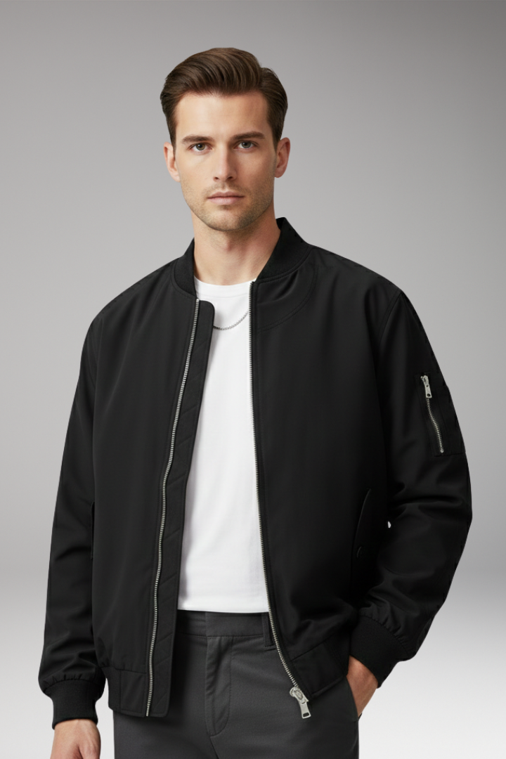 Men's Bomber Jacket Zipper Side Pockets