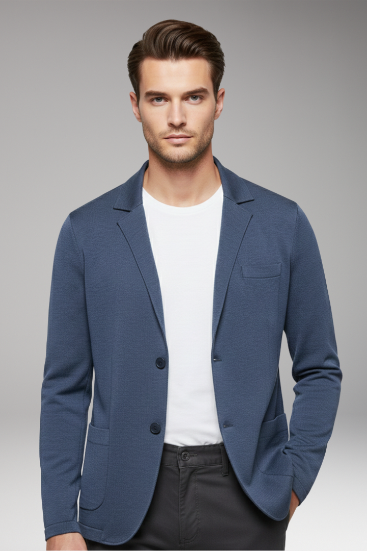 Men's Cardigan Blazer Notched Collar Button Closure