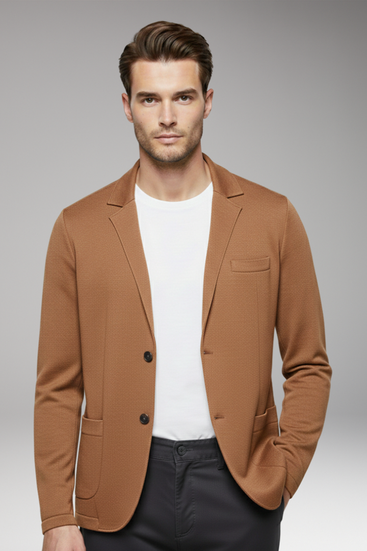 Men's Cardigan Blazer Notched Collar Button Closure