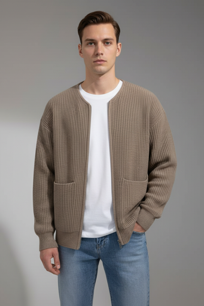 Men's Crew Neck Zip Cardigan